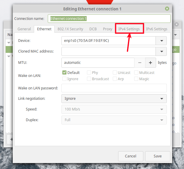 Select IPv4 Settings