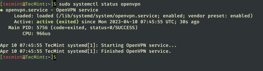 Check OpenVPN Service