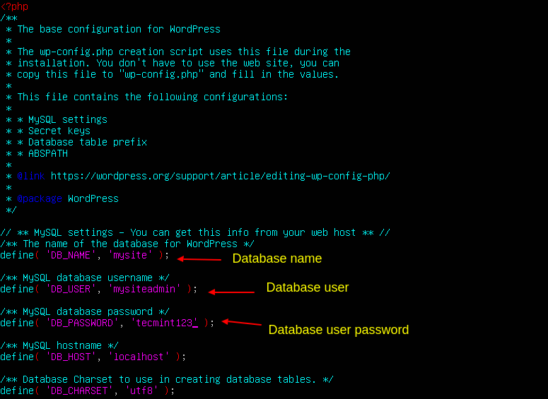 Configure WordPress Database Settings