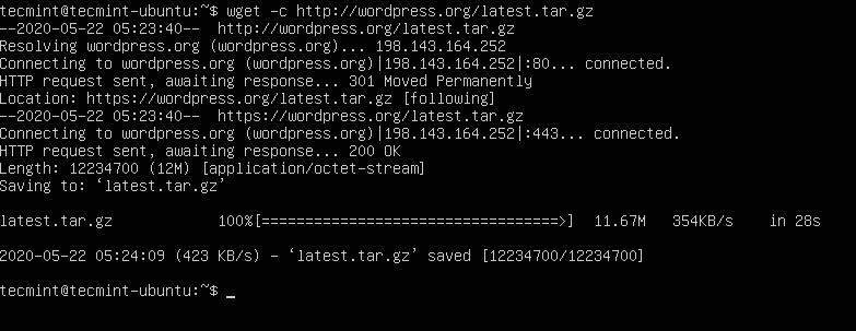 Download WordPress in Ubuntu 20.04