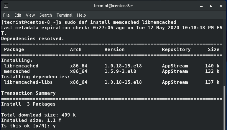 Install Memcached in CentOS 8