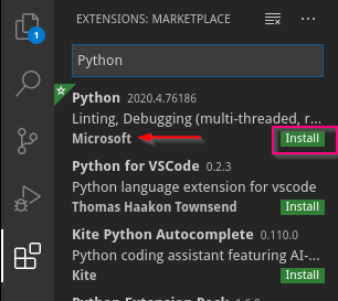 Install Python Extension in VSCode