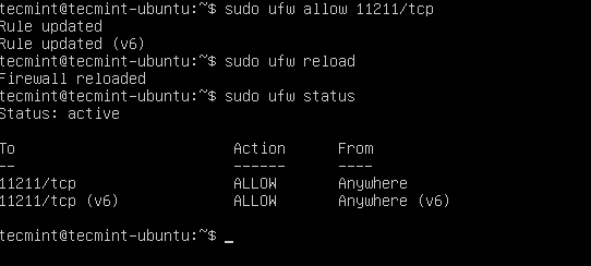 Open Memcached Port on UFW Firewall