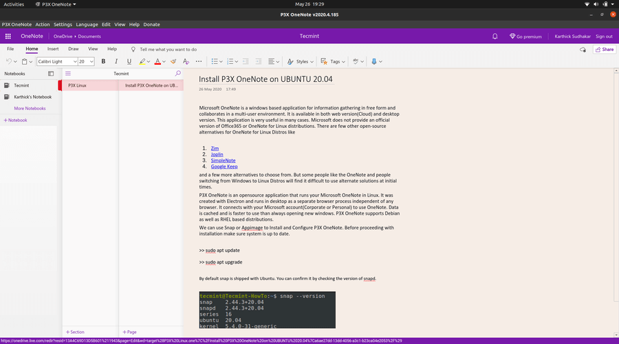 how to update onenote