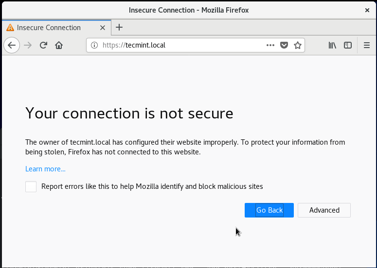 SSL Certificate Warning