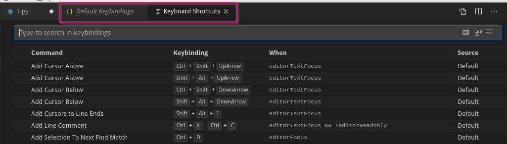 VSCode Keyboard Shortcuts