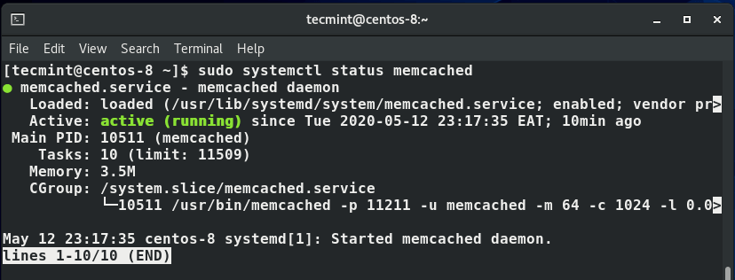 Verify Memcached Status