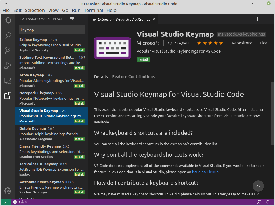 Visual Studio Keymap