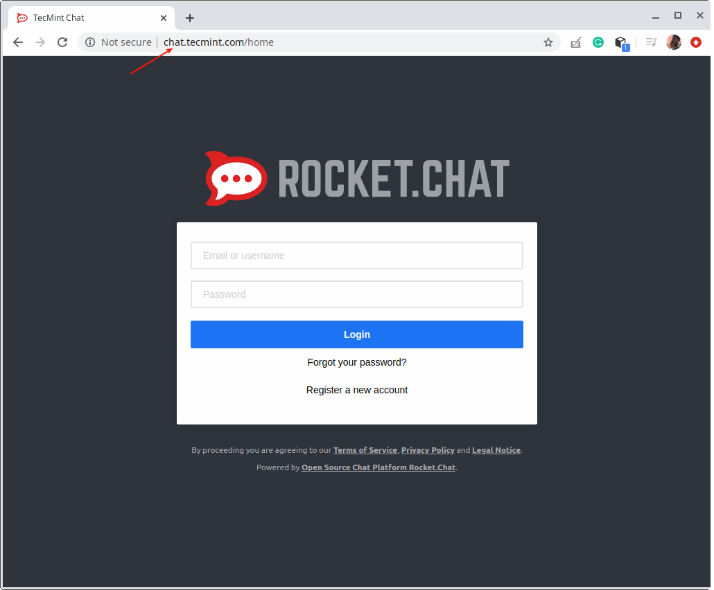 Rocket.Chat Login Screen