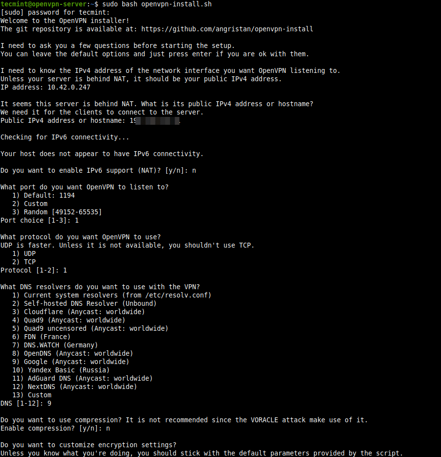 Run OpenVPN Installer Script