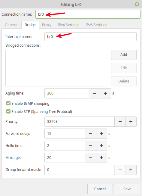 Set Bridge Connection Name