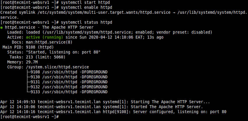 Verify Apache Web Server Status