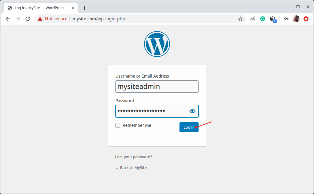 WordPress-inloggning