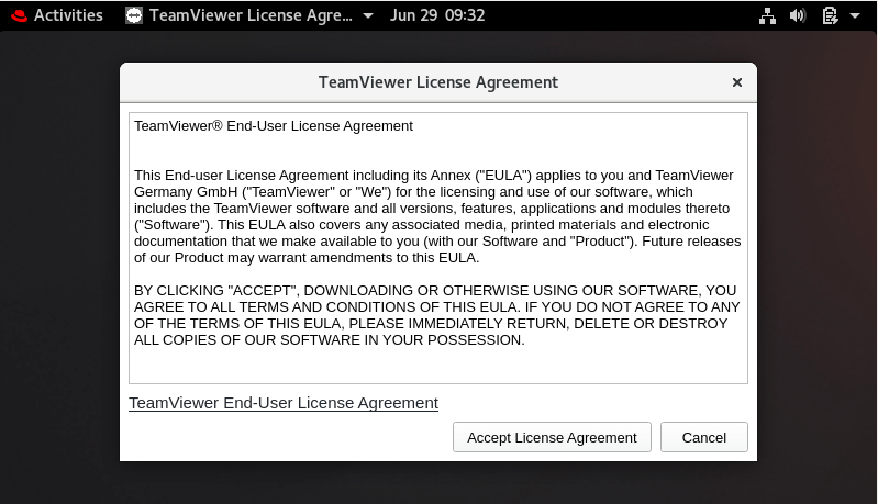 Accept TeamViewer License Agreement