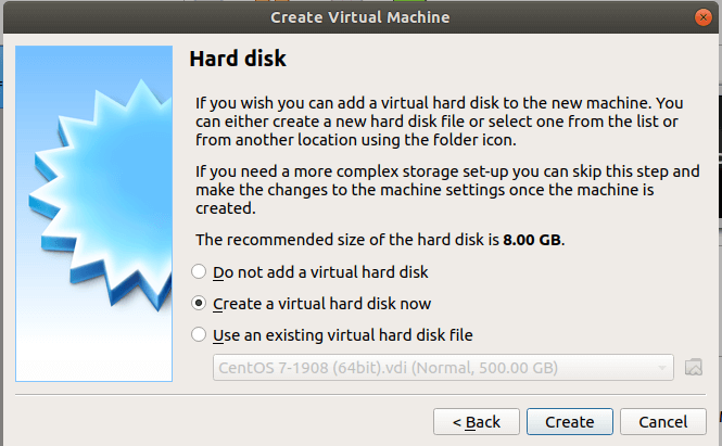 Create Hard Disk for RHEL 8
