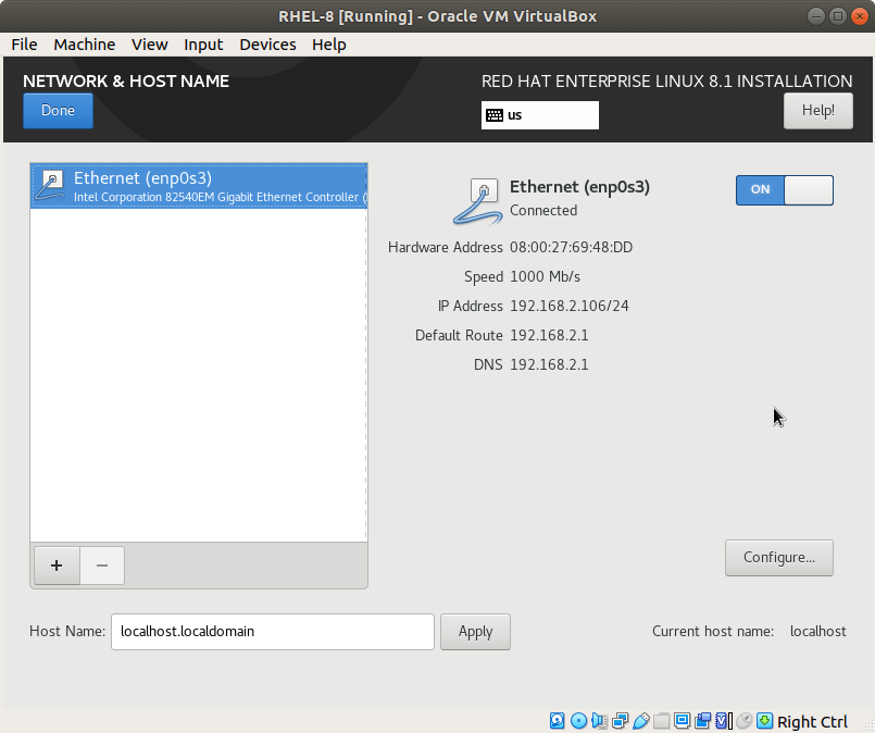 Enable Network in RHEL 8