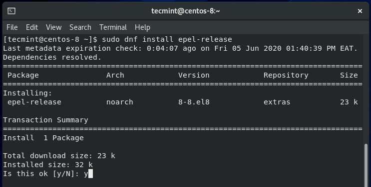 Install Epel in CentOS 8