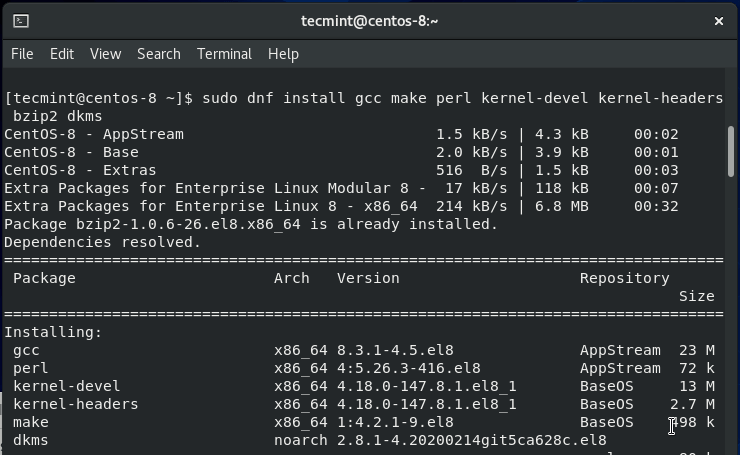 Install Kernel Headers in CentOS 8