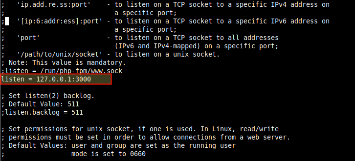  Configuración PHP-FPM para TCP Socket 