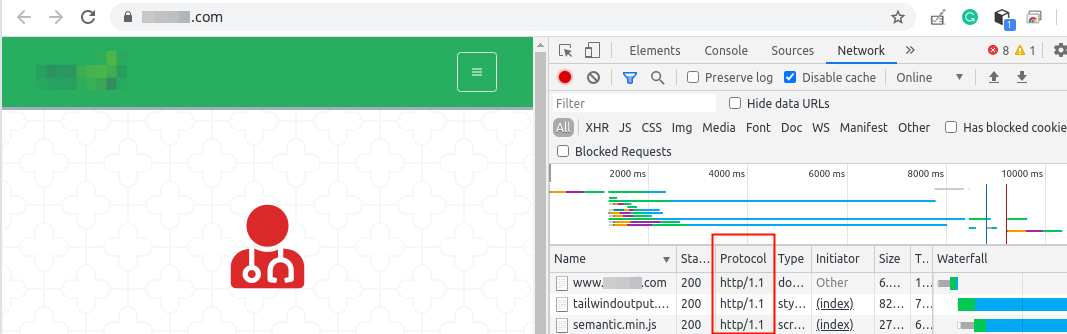 在HTTP/1.1上运行的网站