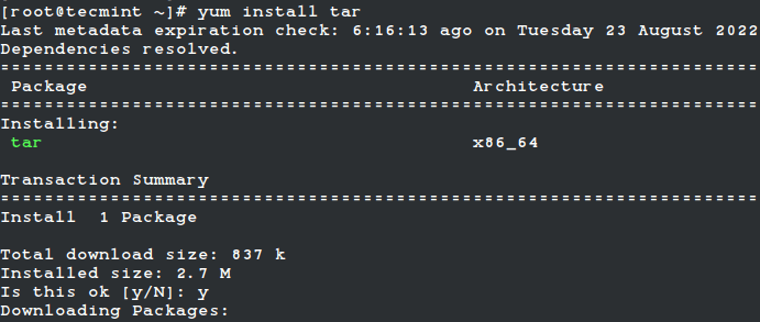 Install tar Command in Linux