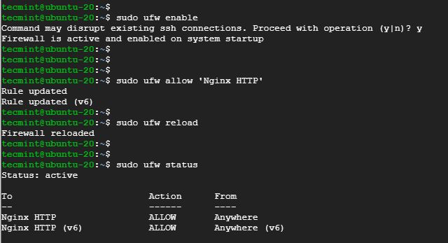 Open Nginx Ports in Ubuntu 20.04