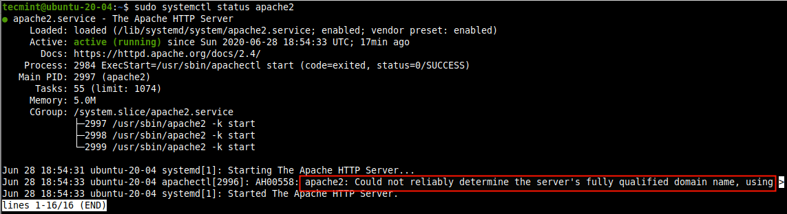 Error en el nombre del servidor Apache 