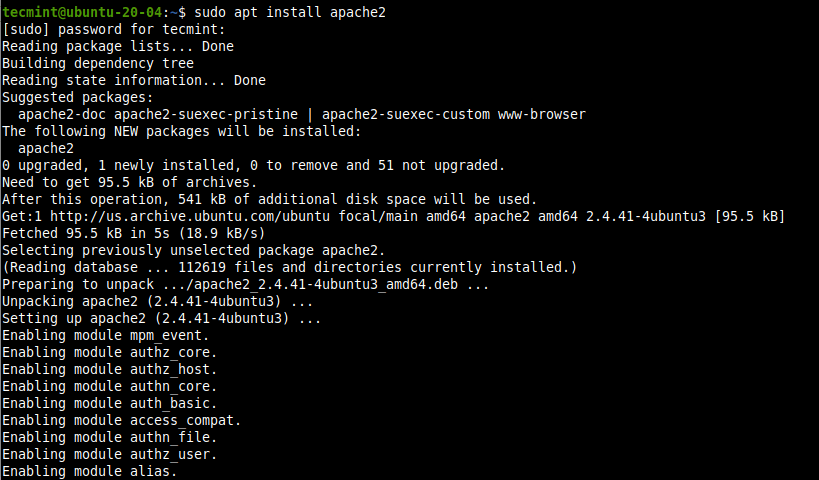 Install Apache on Ubuntu 20.04