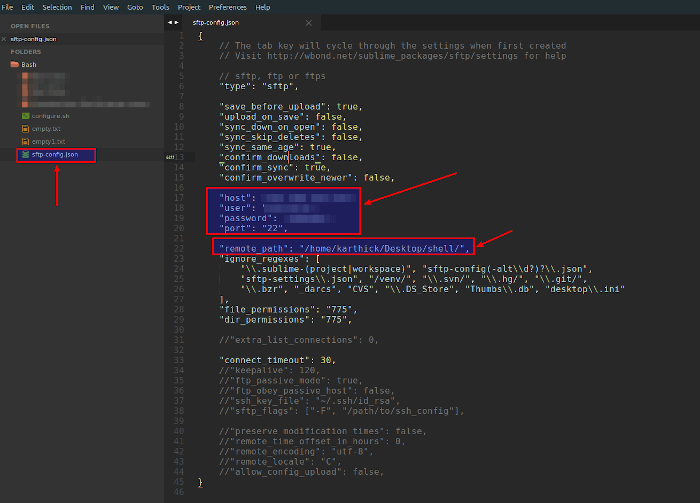 sftp Configuration for Sublime