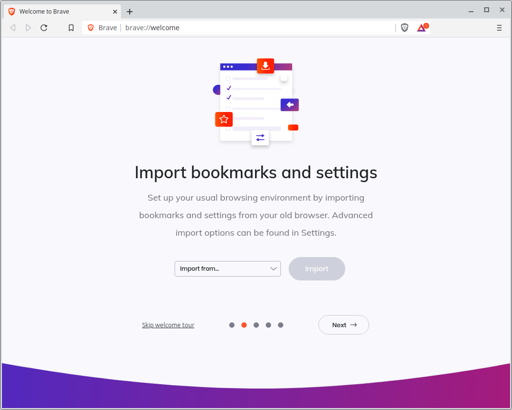 Brave Browser Welcome Screen