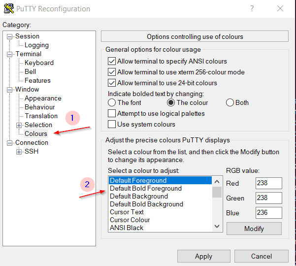 Change Putty Color Schemes