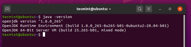  Verifique la versión de Java en Ubuntu 