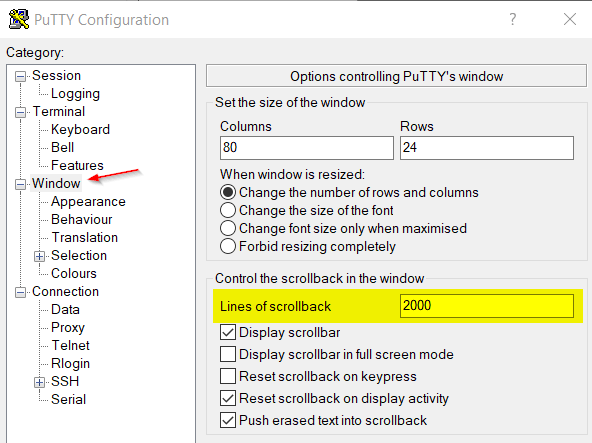 Increase Scroll Buffer Size