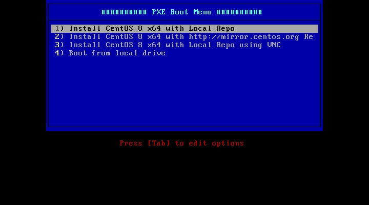 Install CentOS 8 from PXE Server