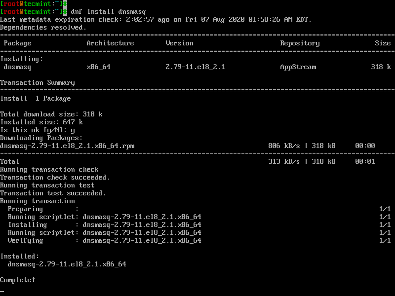 Install DNSMASQ on CentOS