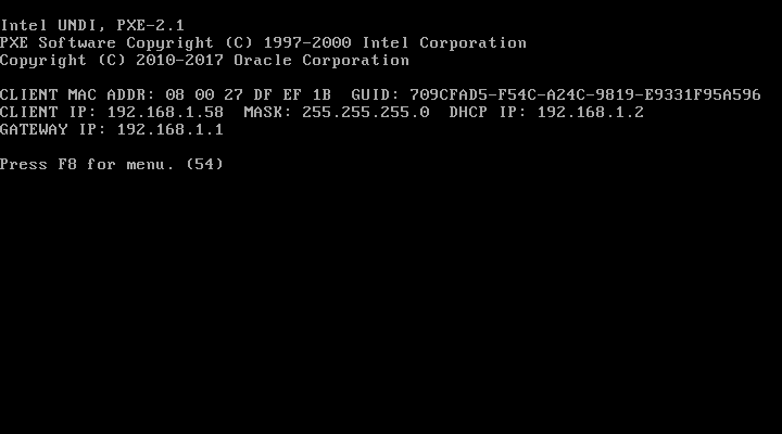 PXE Boot Server Menu