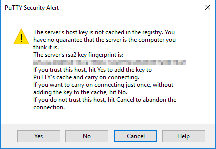 Putty SSH Key Alert