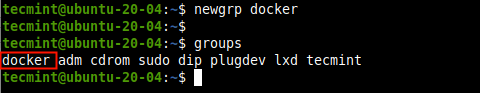  Agregar Usuario al grupo de Docker 