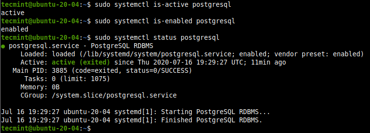 Check PostgreSQL Status