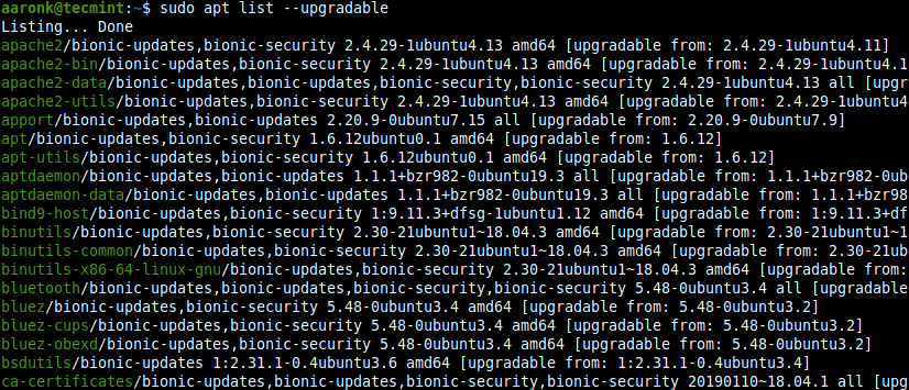 List Ubuntu Upgrades