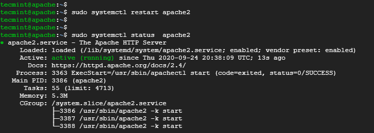 Check Apache Status in Ubuntu