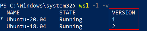  Verificar versión de WSL 