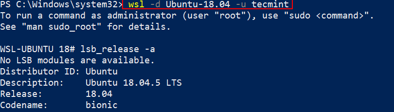 Connect to Linux Distor with User