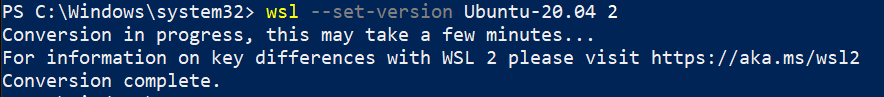 Convert WSL 1 to WSL 2