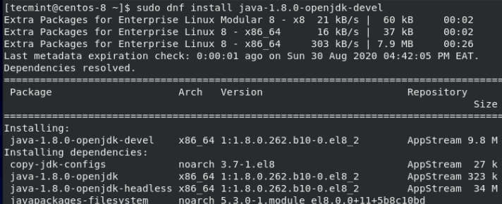 Install Java on CentOS 8