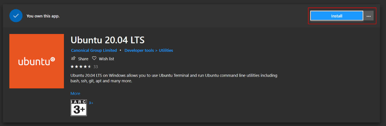 Install Ubuntu 20.04 in Windows