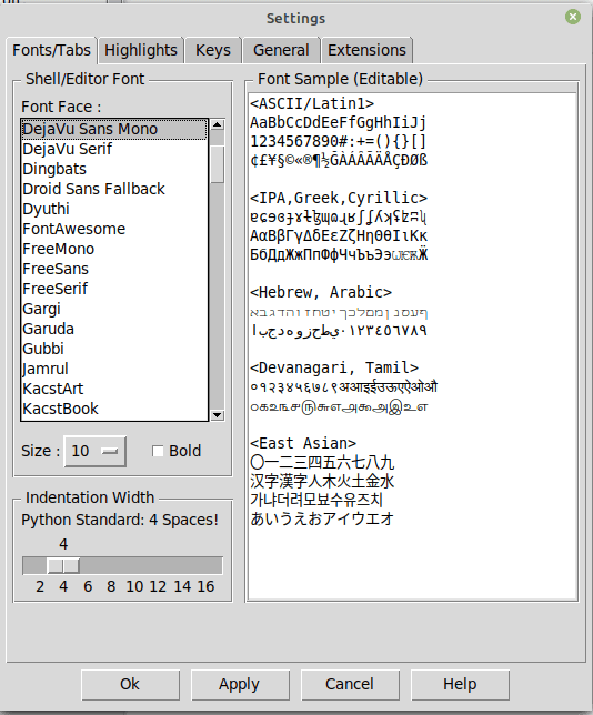 Python IDLE Settings