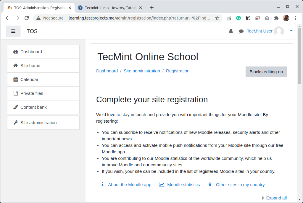 Moodle Web Installation Complete
