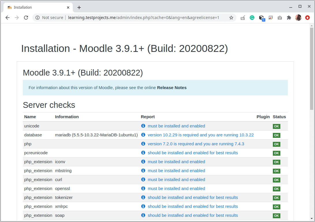 Moodle System Requirements Check