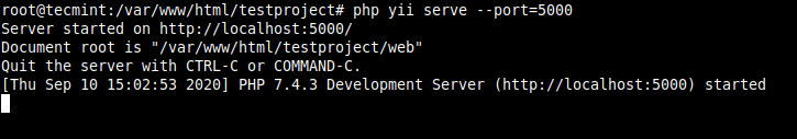 Run Yii Development Server on Different Port